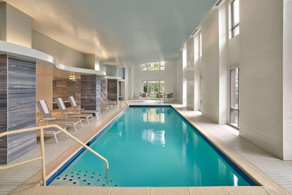 indoor pool at DC hotel Embassy Suites