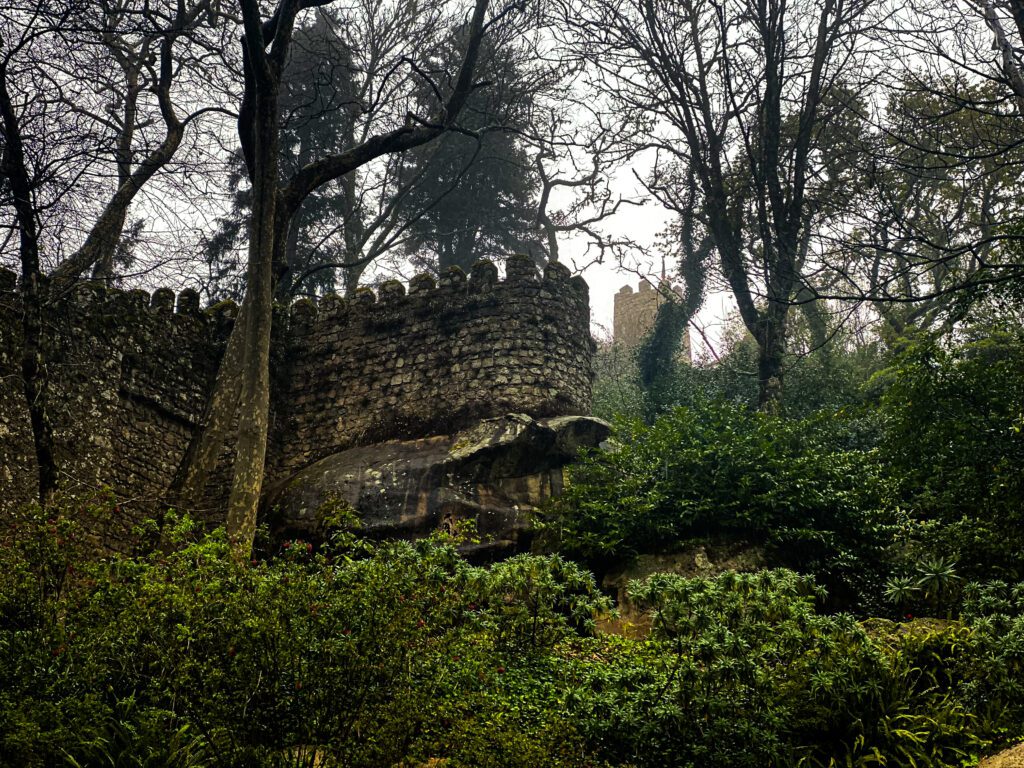 Moorish castle during a light rain