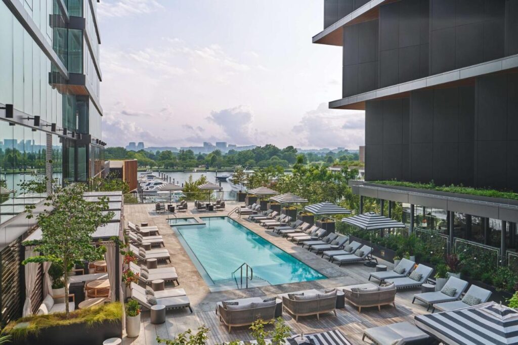 outdoor luxury pool at Pendry Washington DC hotel 