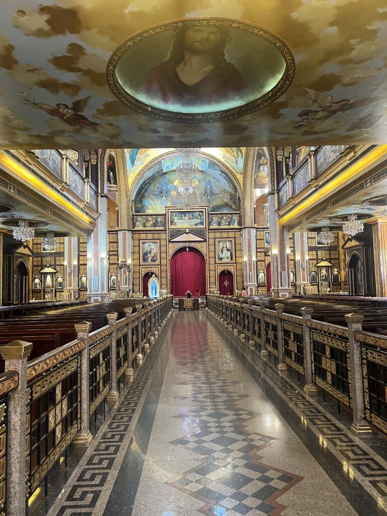 Inside Coptic Orthodox Church of St. Mary, a very opulent church
