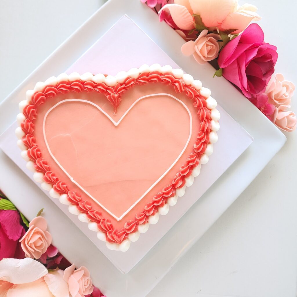 cake in the shape of a heart